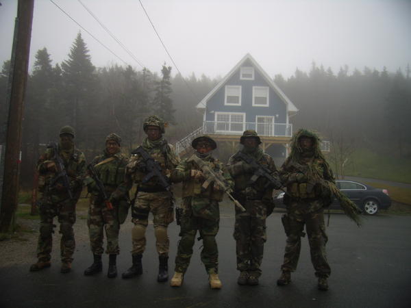 Team Specter about to deploy: (L-R) PhattyTatty666, Sasha, The Angry Sniper, Gerkraz, Noftall, N.S.A Fong